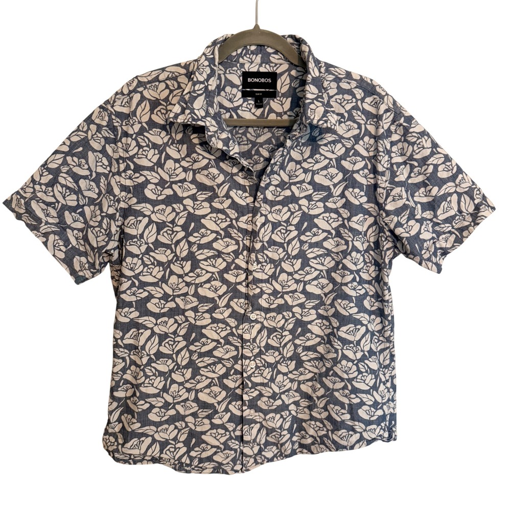 Bonobos Mens Slim Fit Short Sleeve Button Down Floral Shirt Large Resort